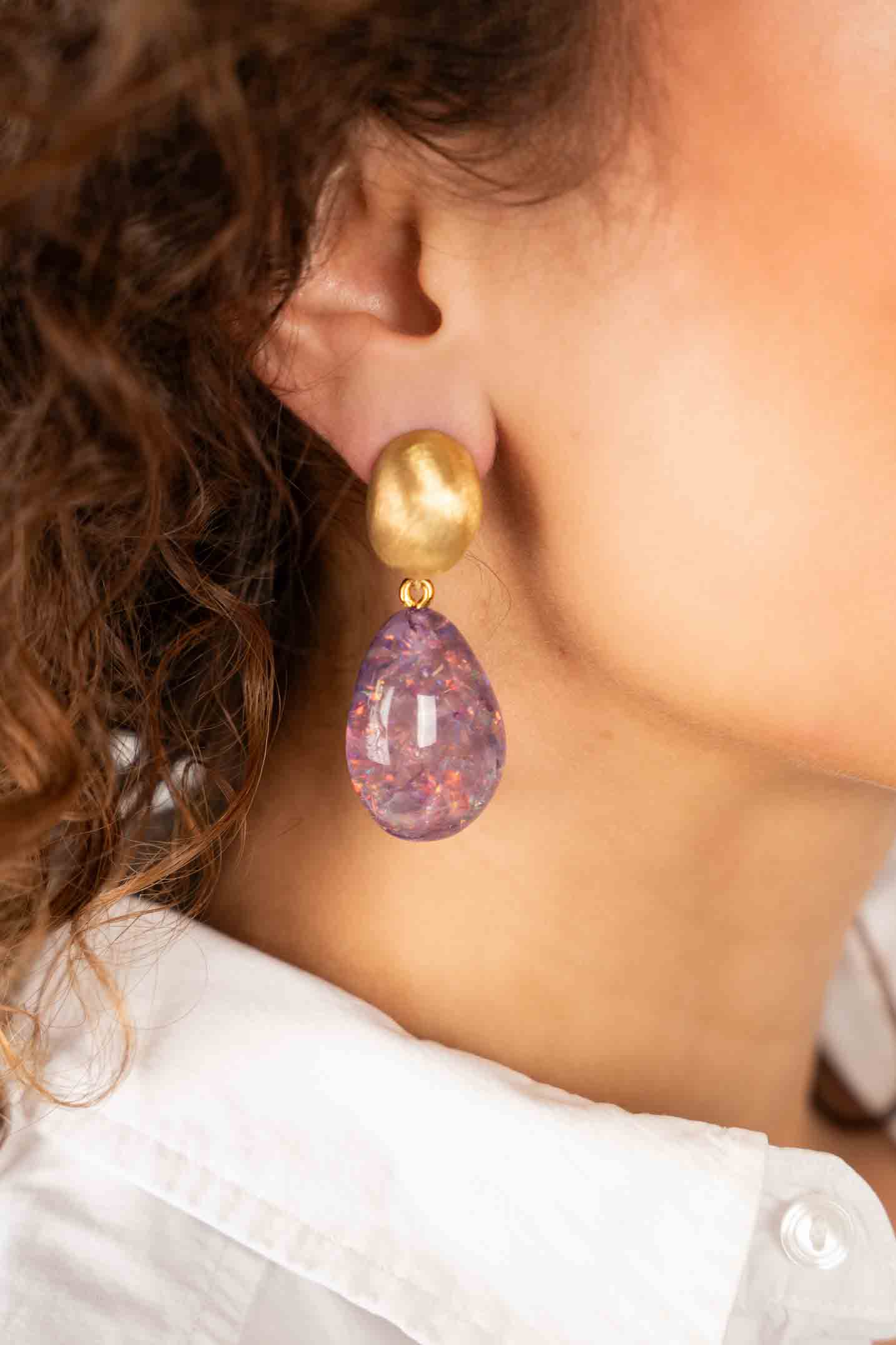 Purple Earrings Merel Oval Drop