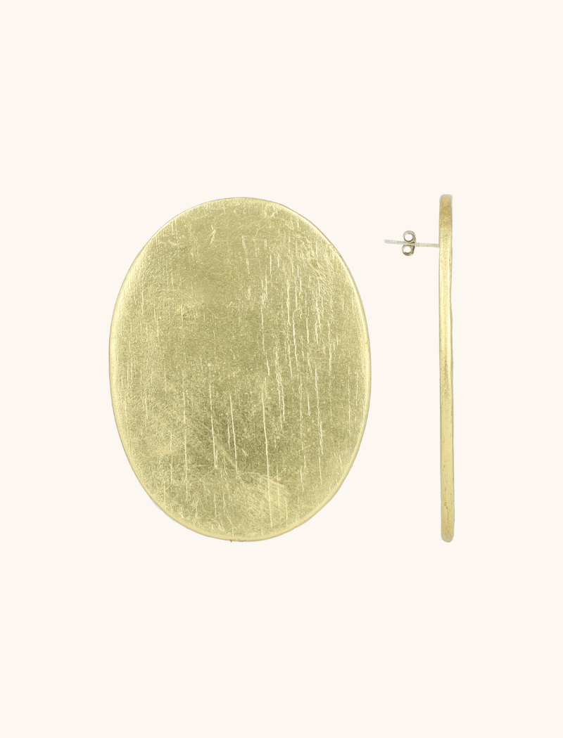 Goudkleurige Oorbellen Maya Earpin Closed Oval L