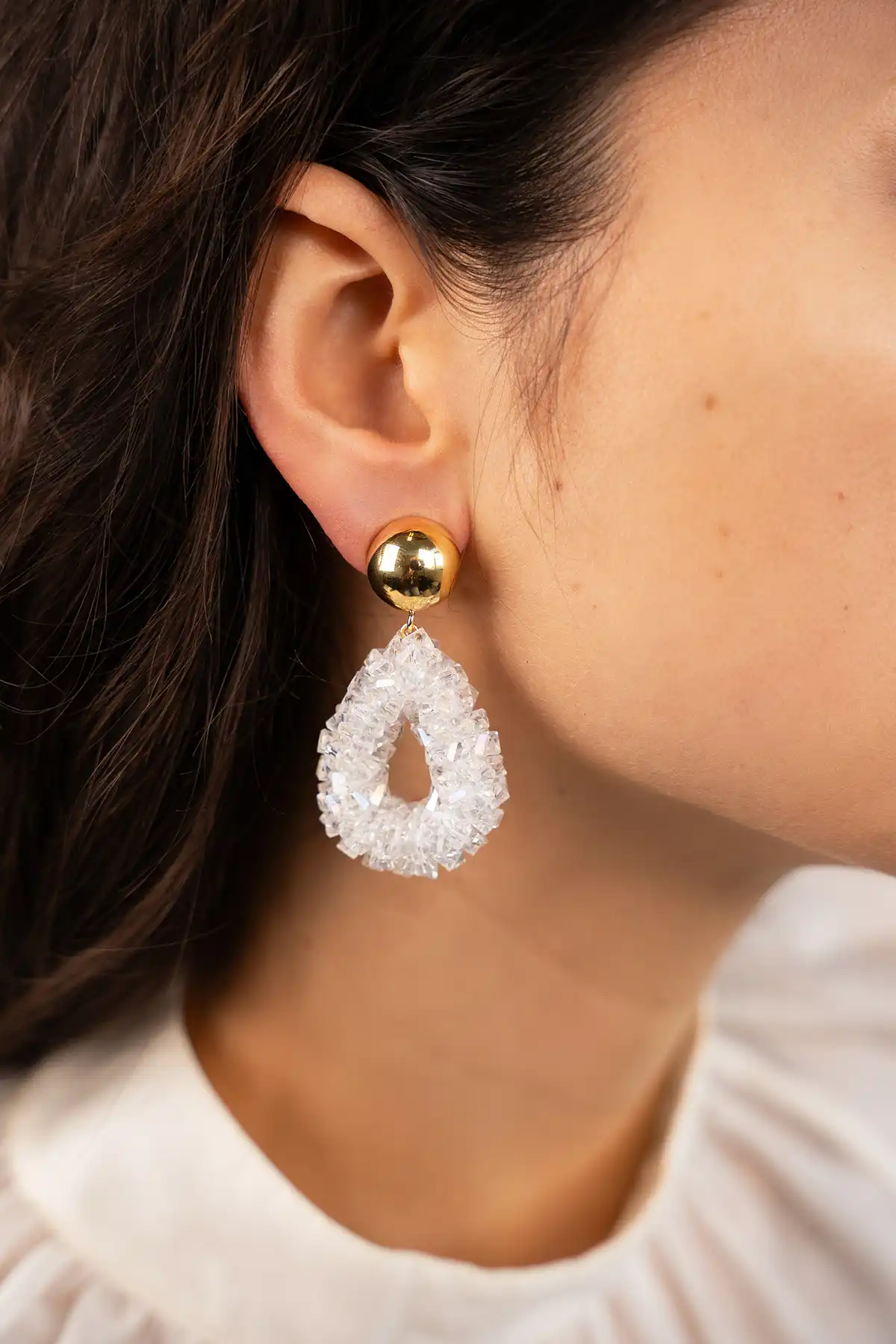 Crystal Earrings Marieke Drop S Raw Clip