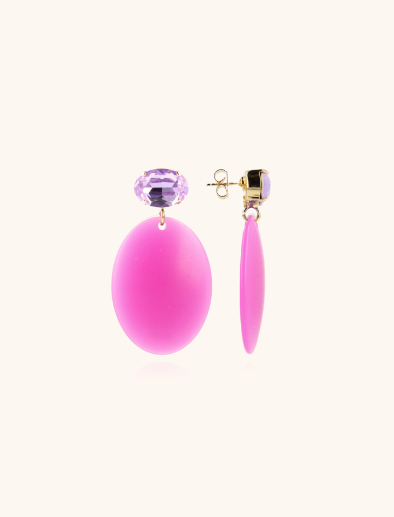 Fuchsia Earrings Celia Bugle Strass Violet