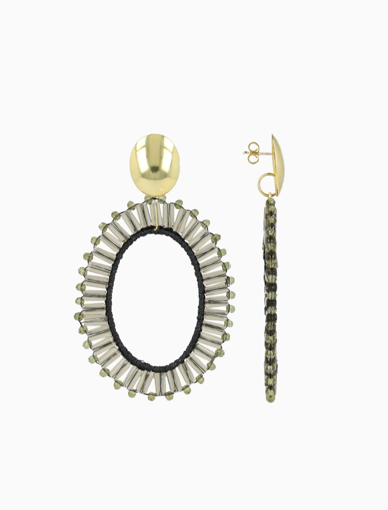 Transparant Black Oorbellen Noami Ovaal L