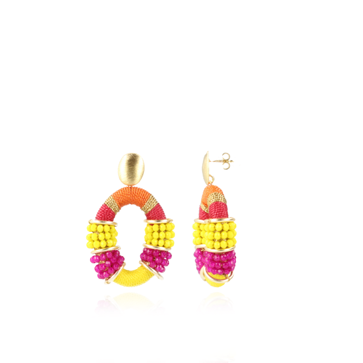 Yellow earrings Elle Glassberry combi Oval Deluxe M