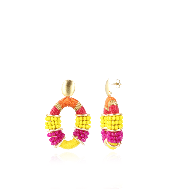 Gele oorbellen Elle Glassberry combi Oval M