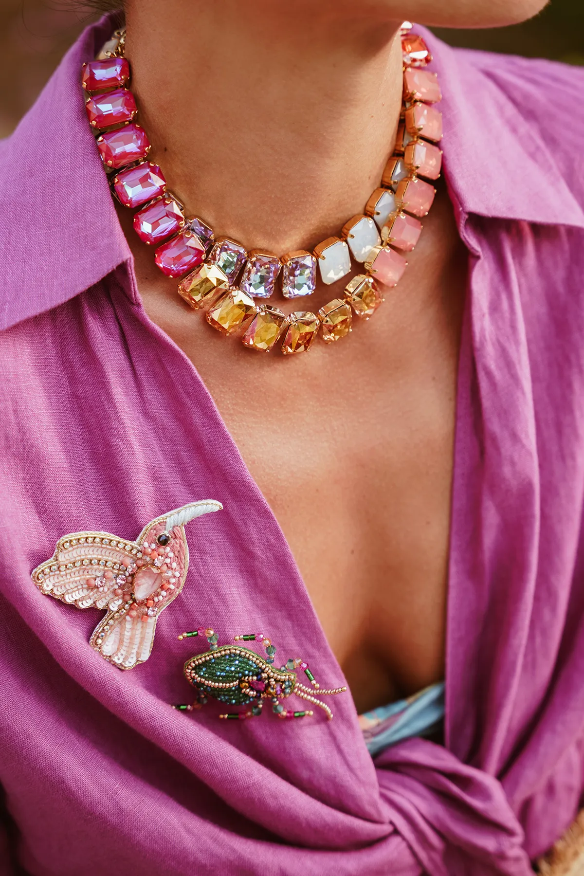 Holo Necklace Eloise Rectangle Stones M