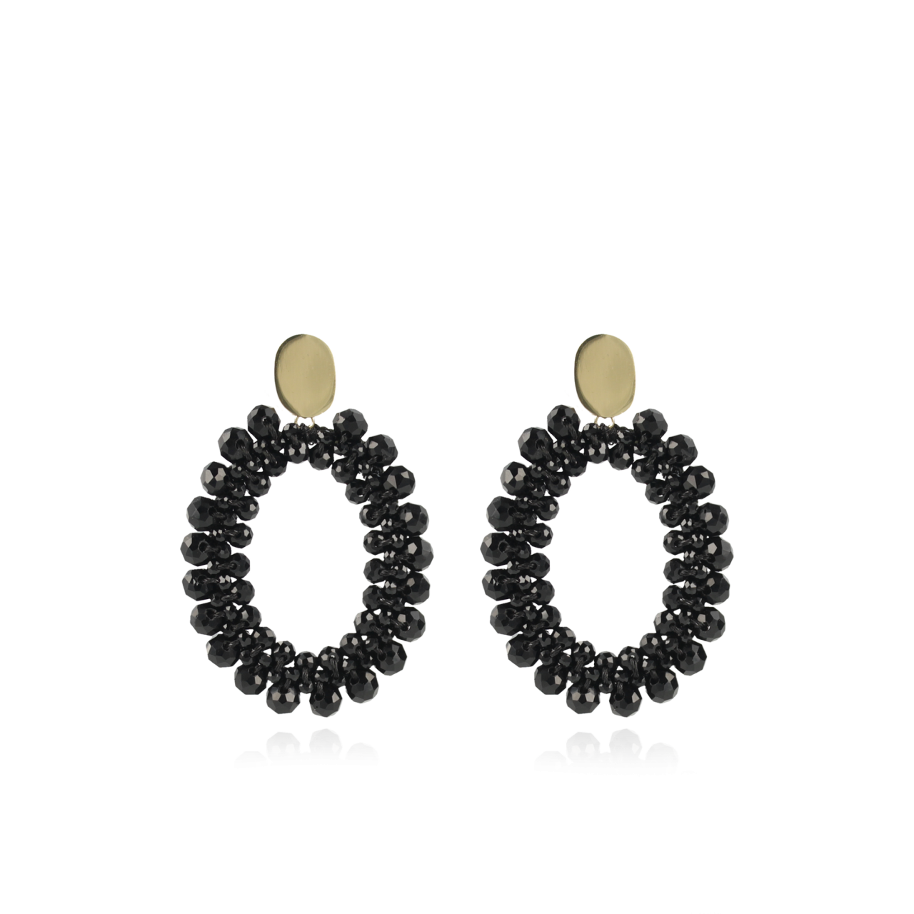 Zwarte Oorbellen Peyote Oval