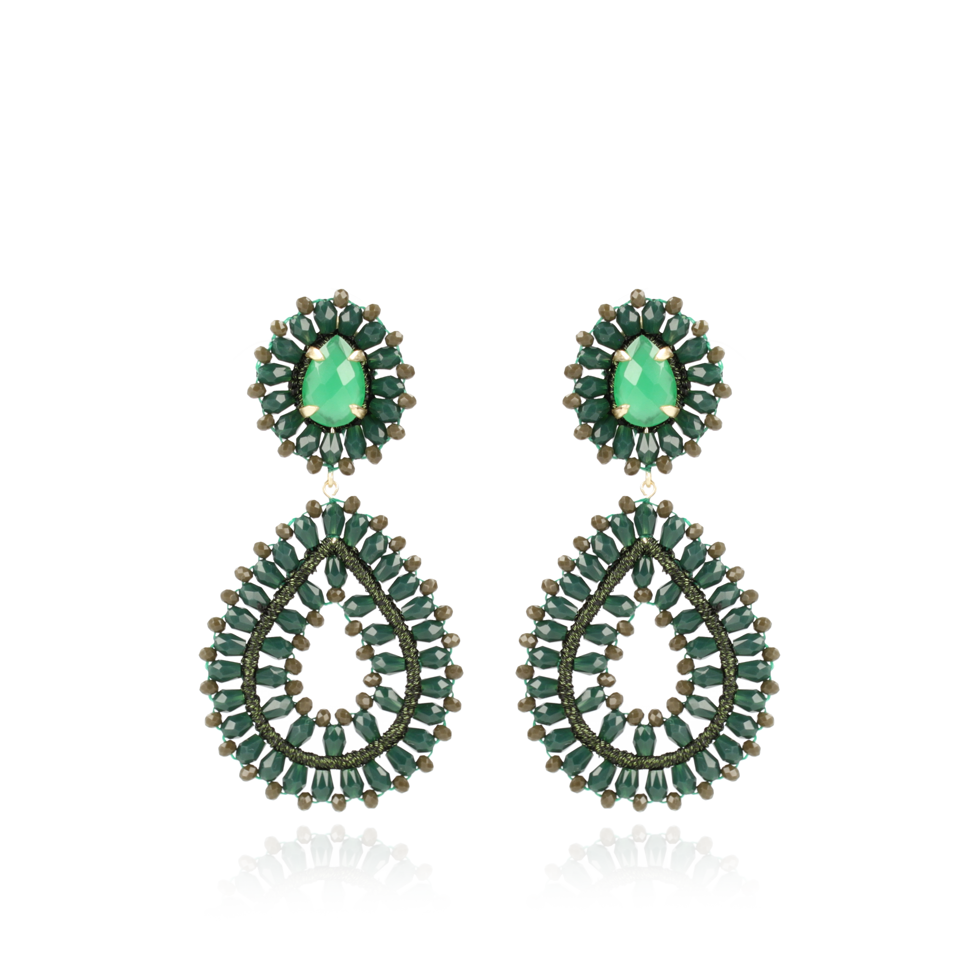 Army Green Earrings Apollo Double Drop