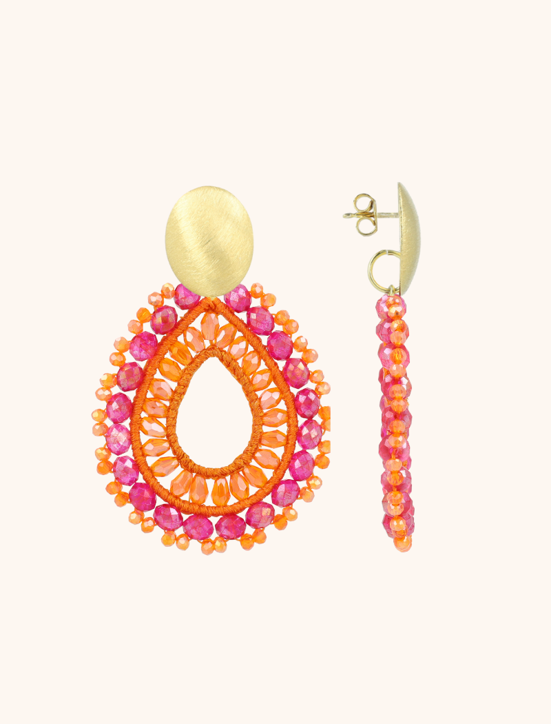 | Oranje fuchsia oorbellen Vos druppel L | Lott Gioielli