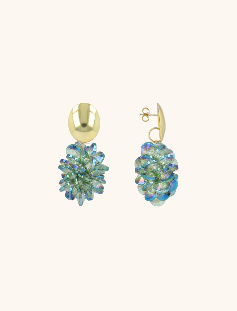 Metallic Green Oorbellen Crystal Grape Sam