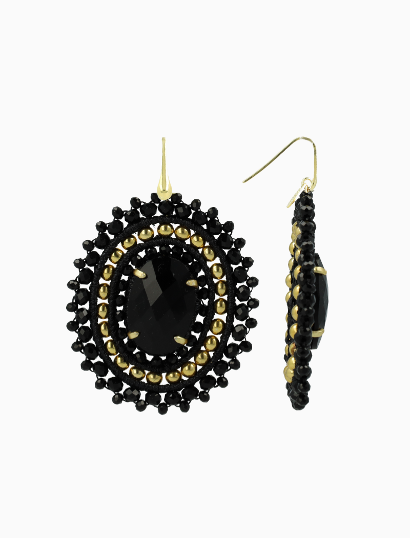 Zwart/Gouden Oorbellen Jamie Ovaal L