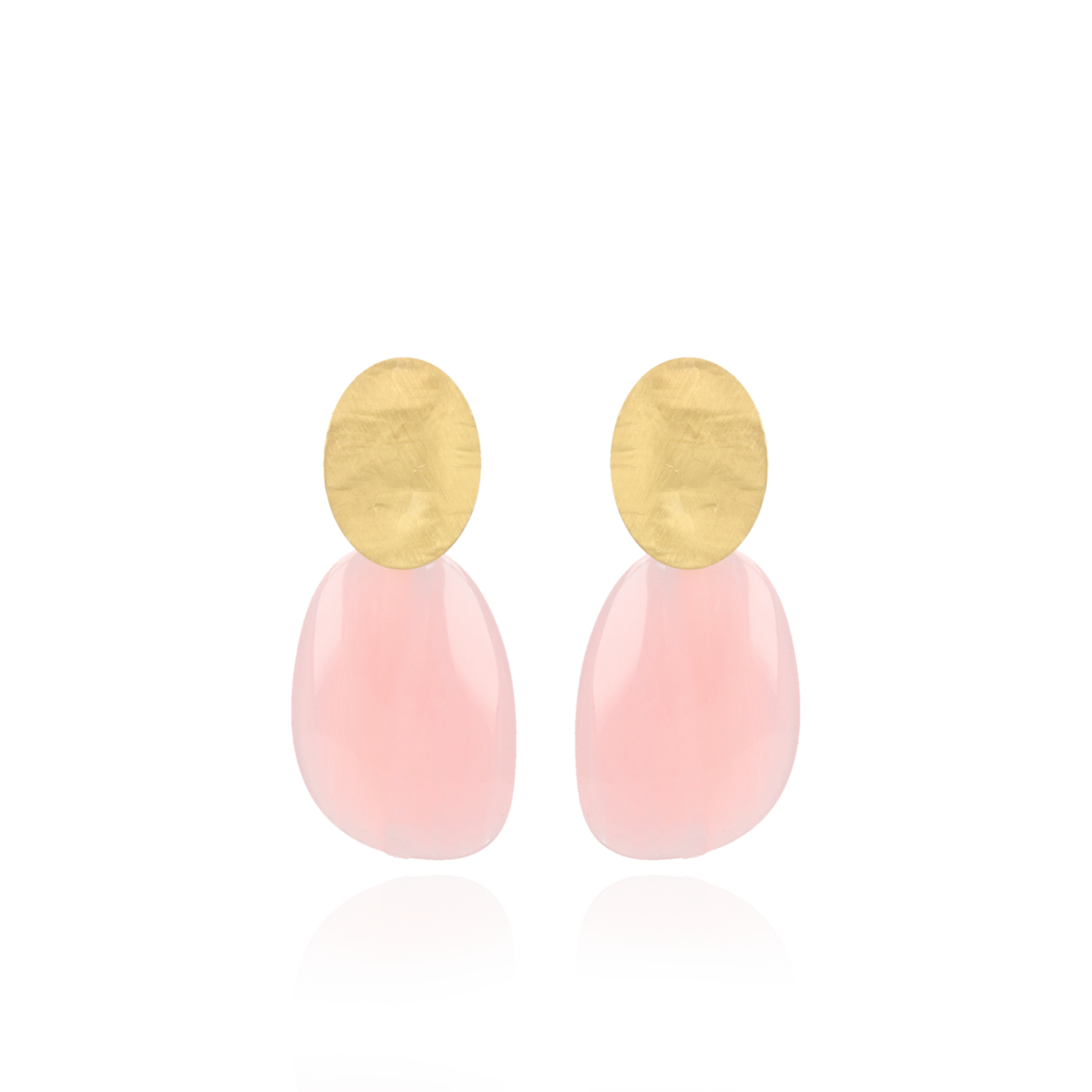 Roze Oorbellen Sara Asymmetrisch Ovaal L