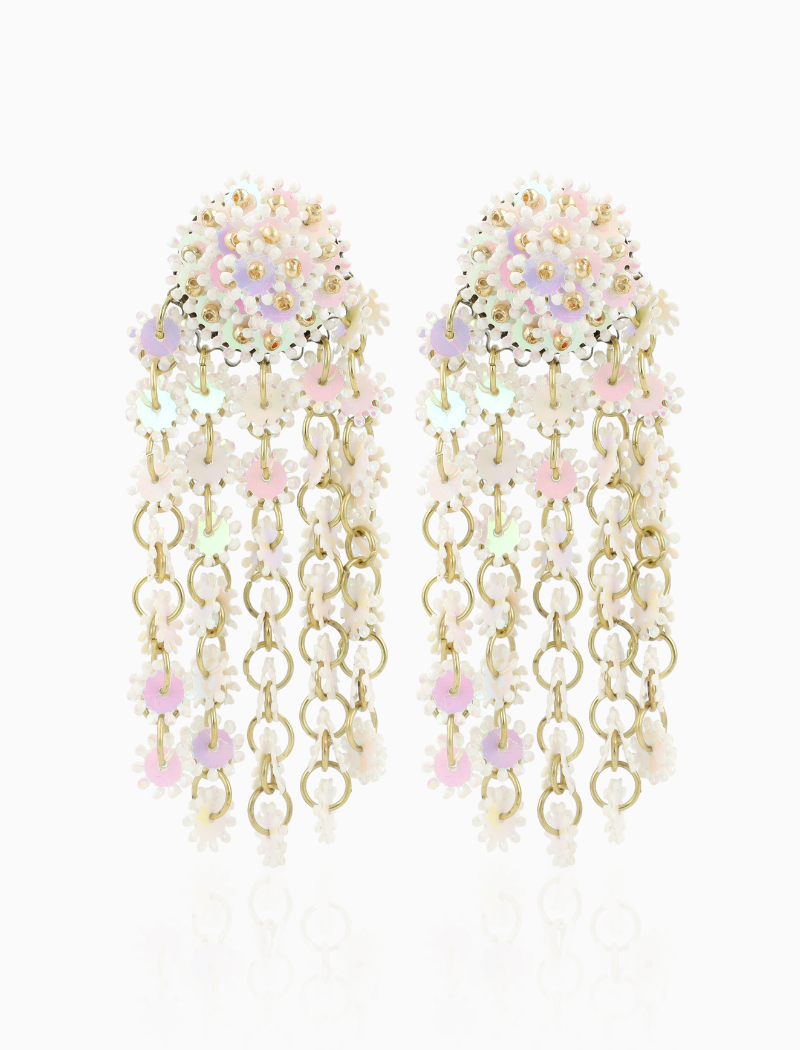 Silver Earrings Sequin Serrated Waterfall L Serra