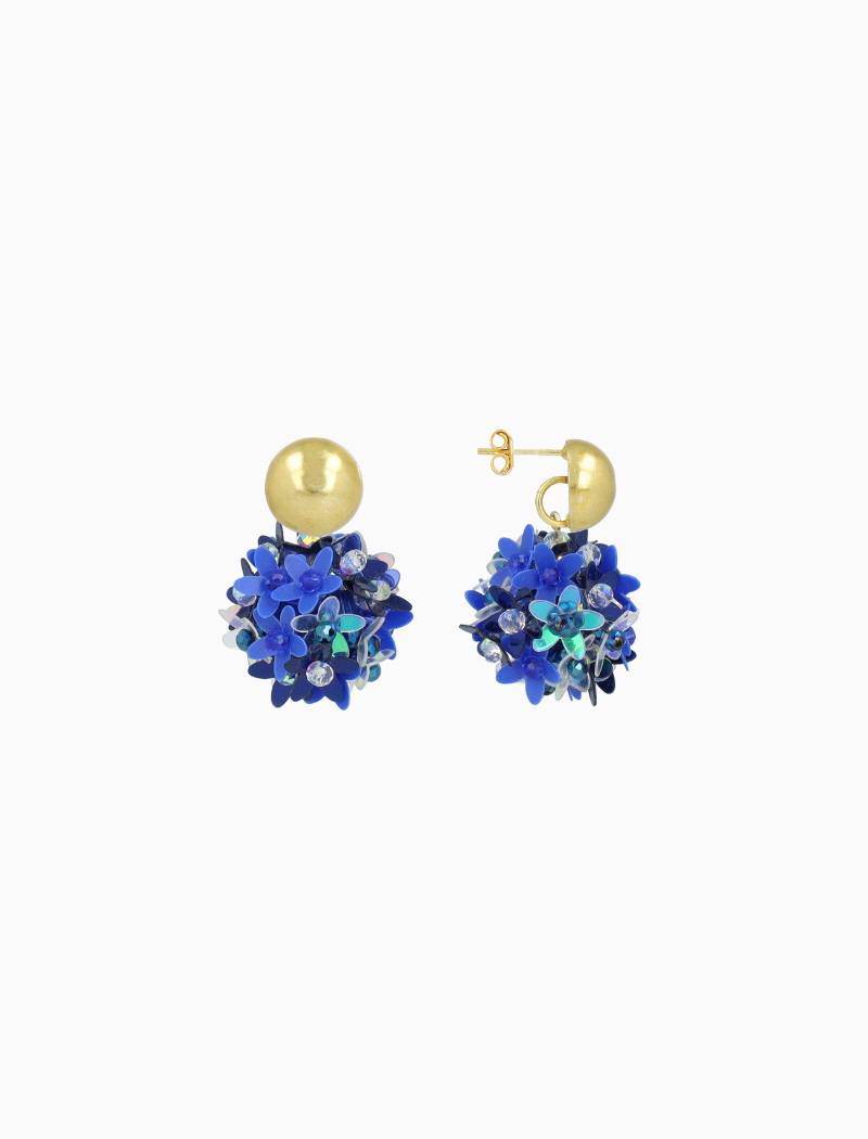 Blue Earrings Daisy Sequin Flower Globe S