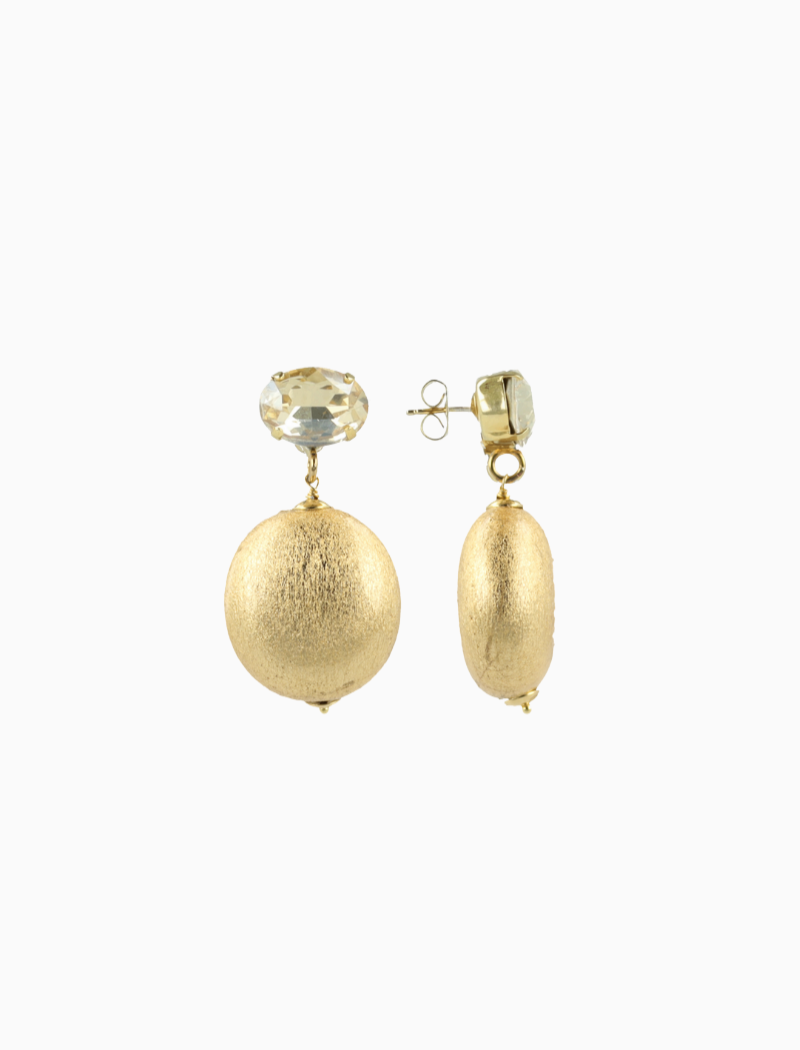 Wooden Earrings Egg M Strass