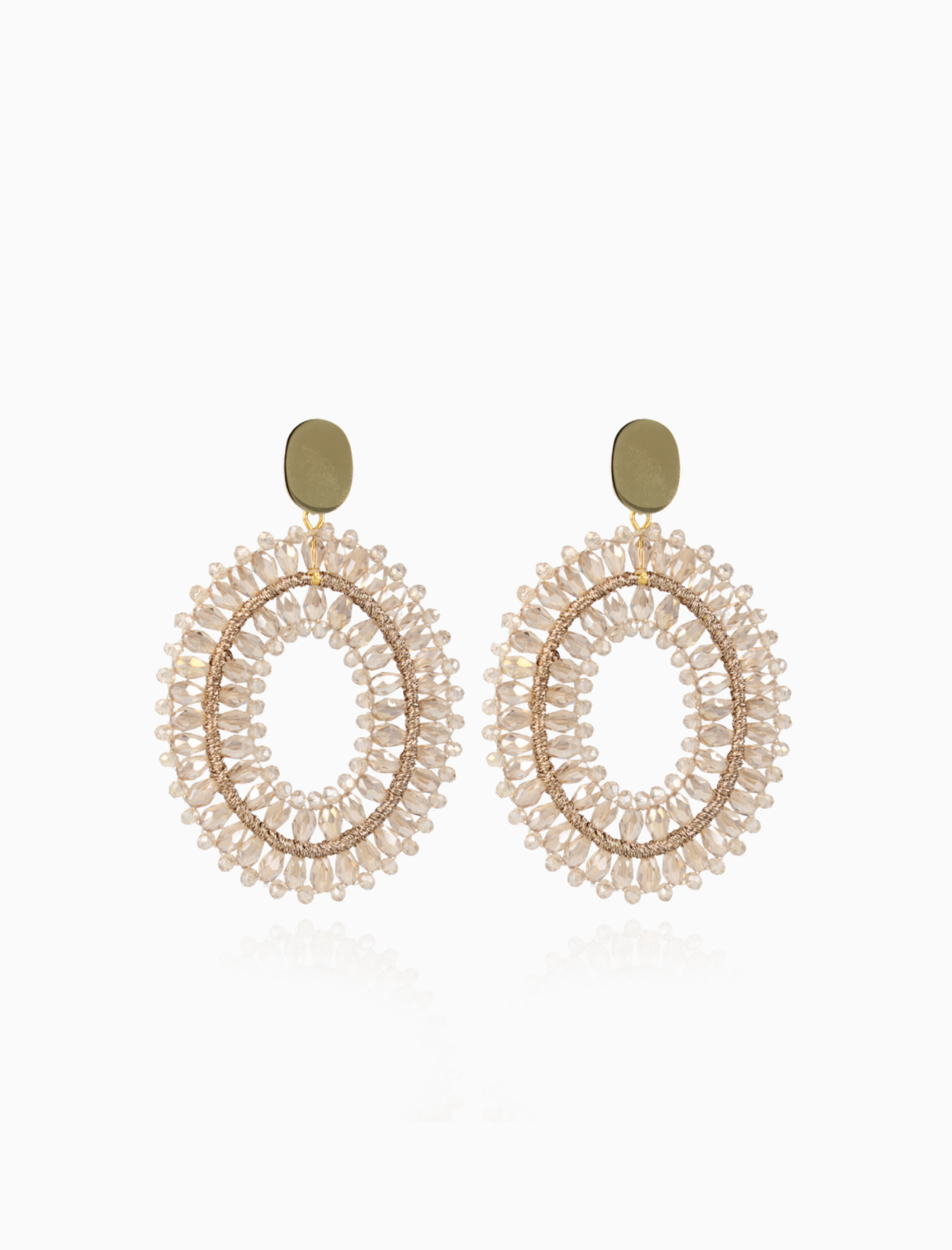 Champagne Ohrringe Doppelsteine oval L