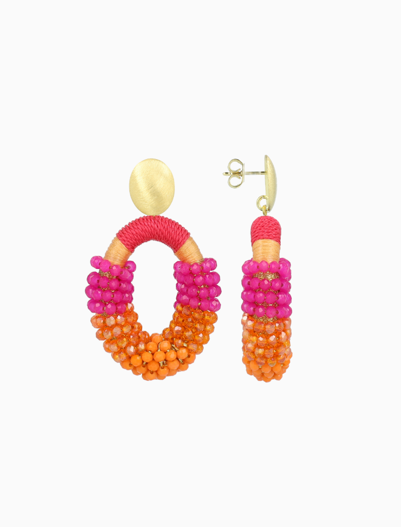 Fuchsia Oorbellen Yara Combi Oval M