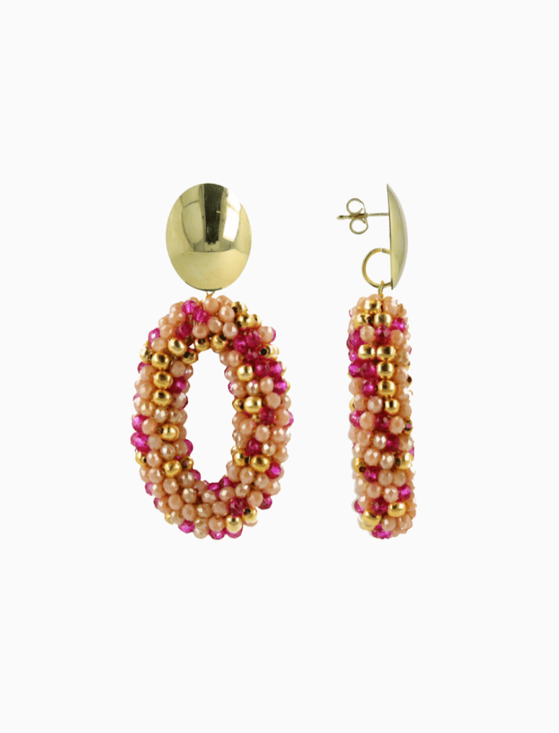 Fuchsia Tangerine Oorbellen Pomm Ovaal M