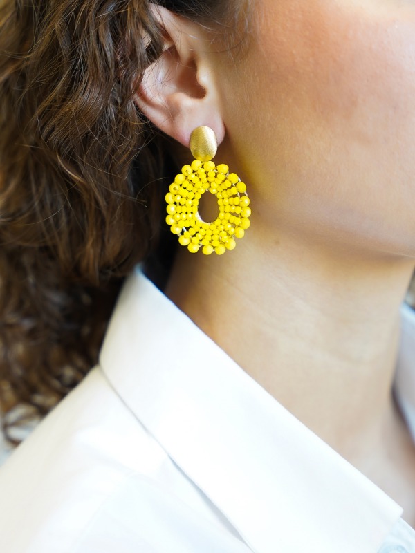 Yellow earrings Mia Open Oval S