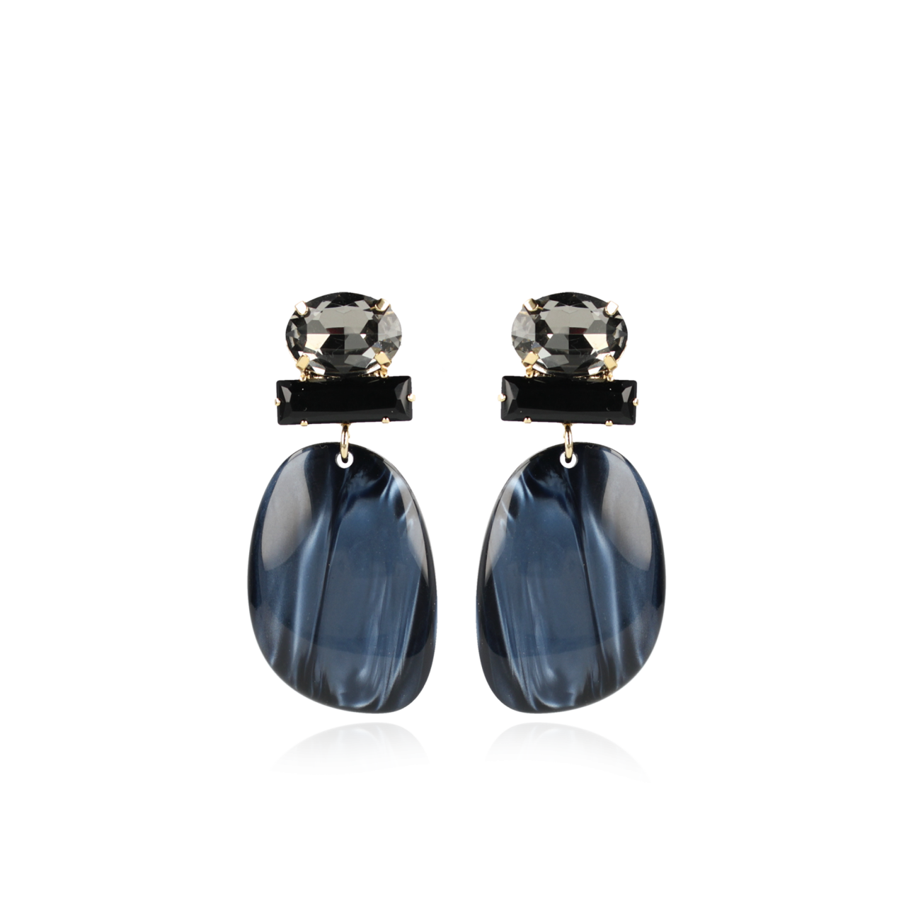 Blauwe Oorbellen Aurora Ovaal L Strass