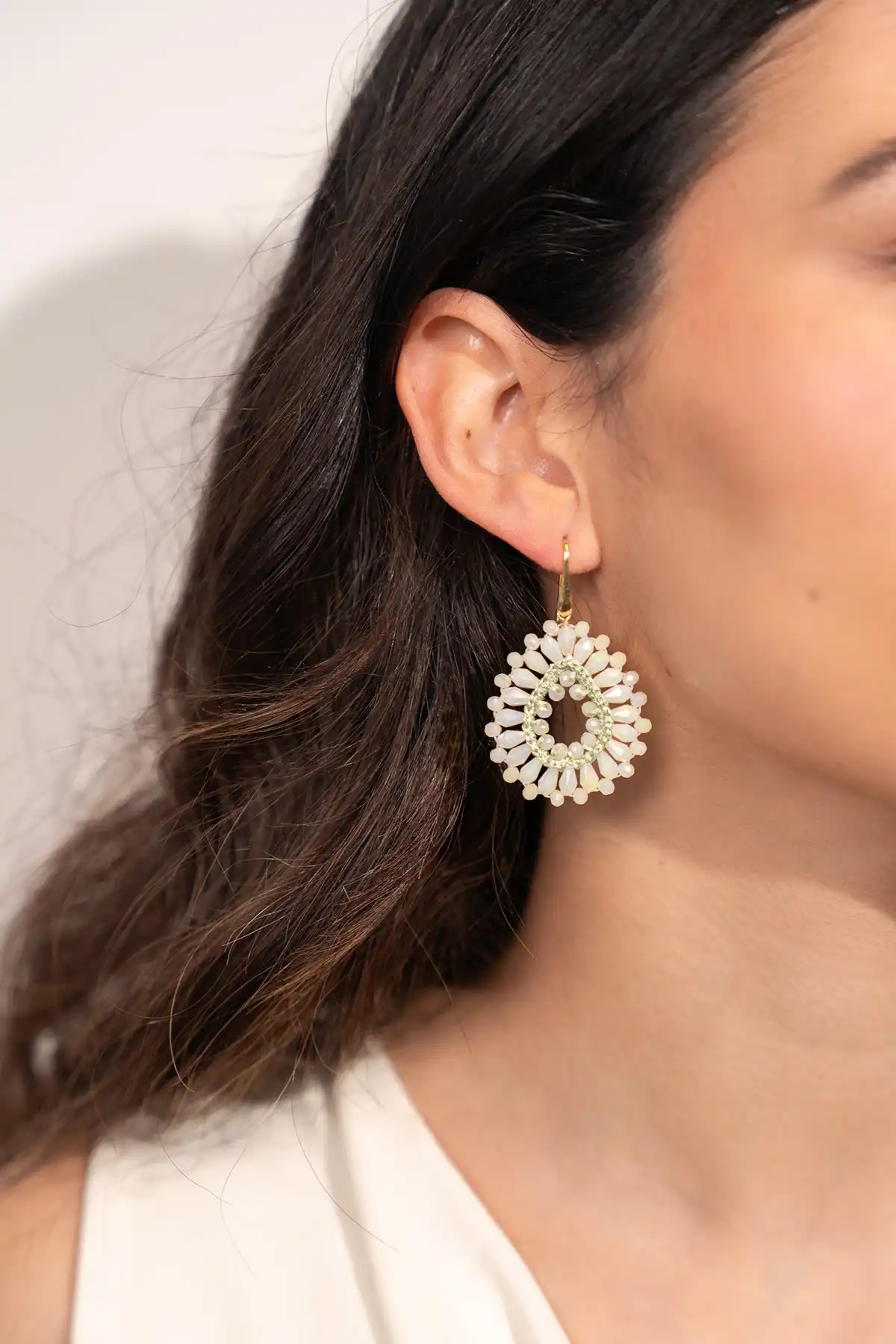 Beige Earrings Robin Drop Crystal S