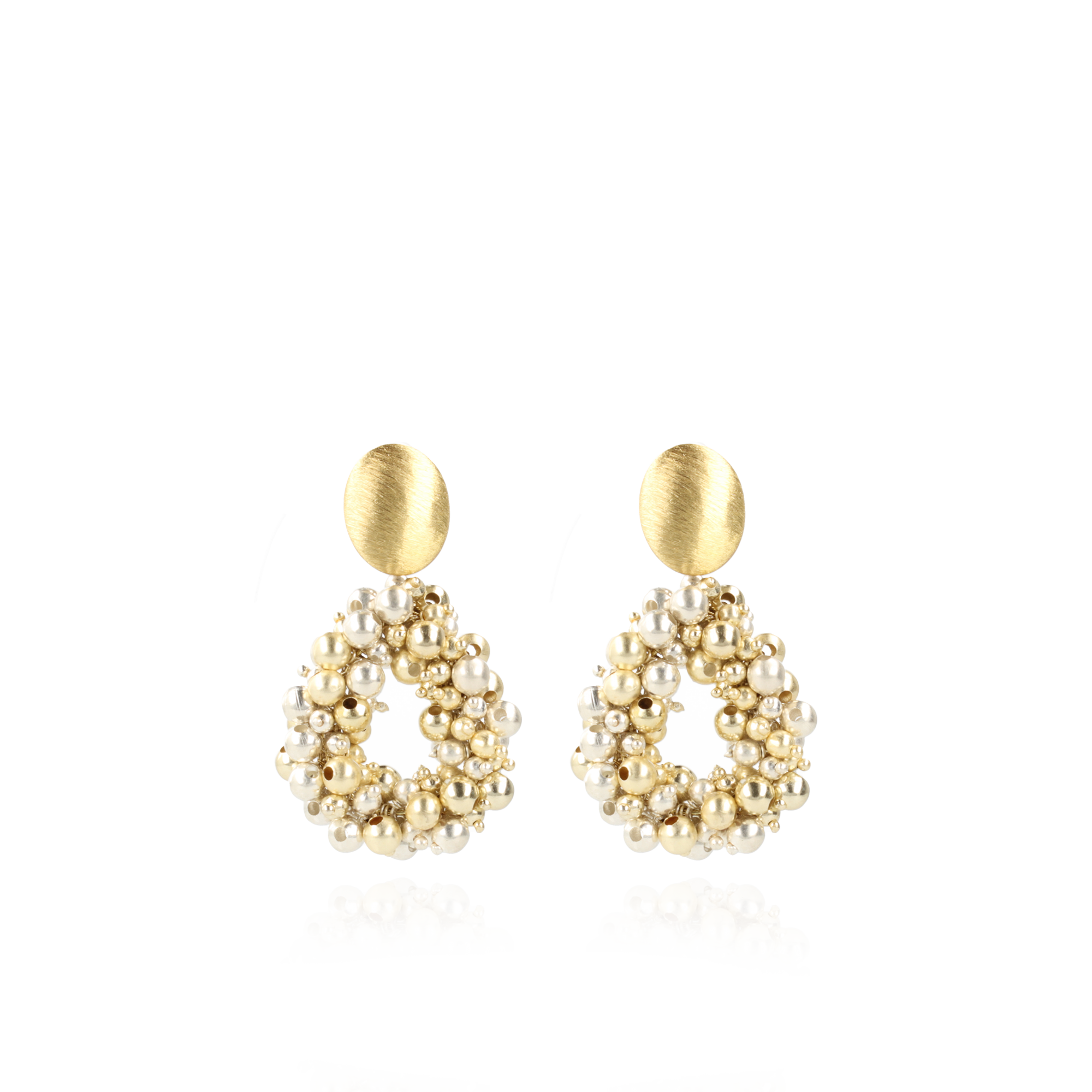 Gold-coloured Earrings Louise Irregular Double Stones Drop L