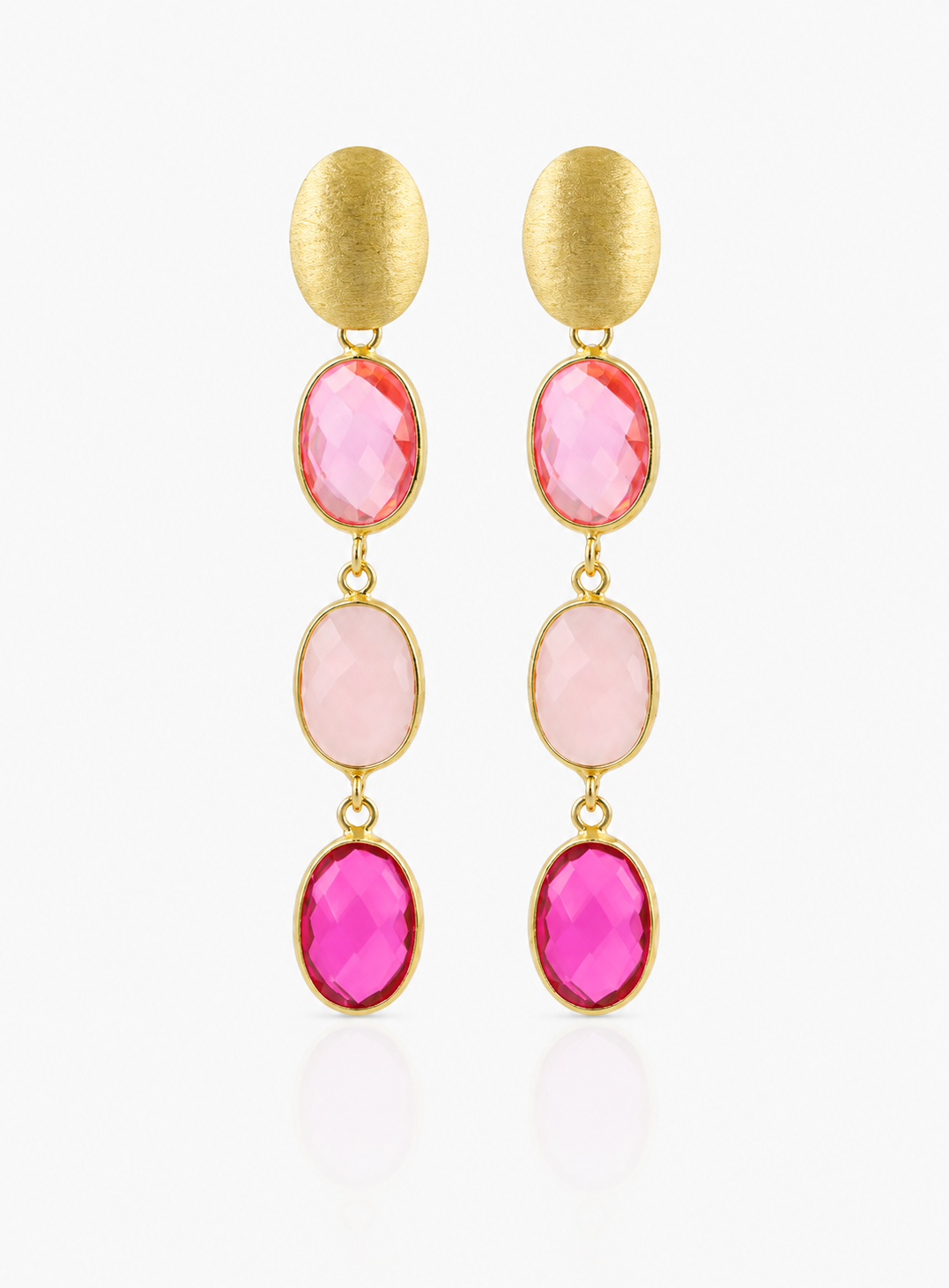 Fuchsia Earrings Three Framed Stones April