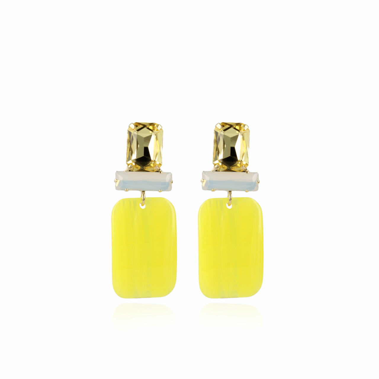 Abigail resin rectangle M yellow earrings