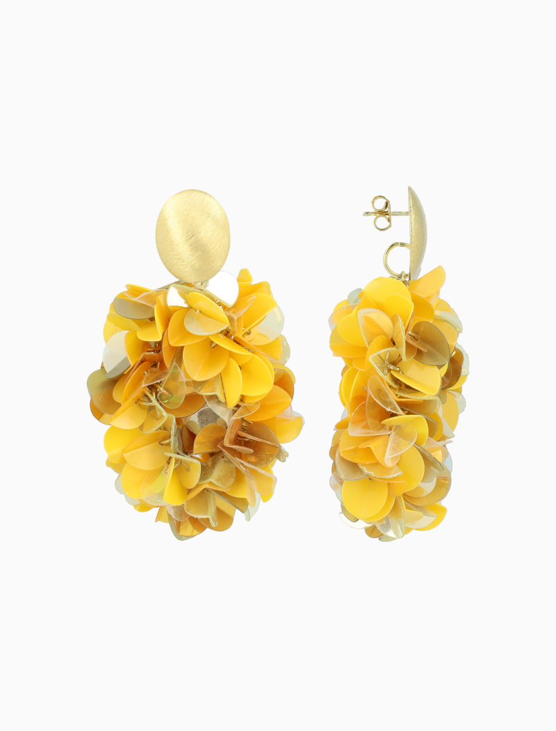 Gele Oorbellen Sas Sequin Oval M