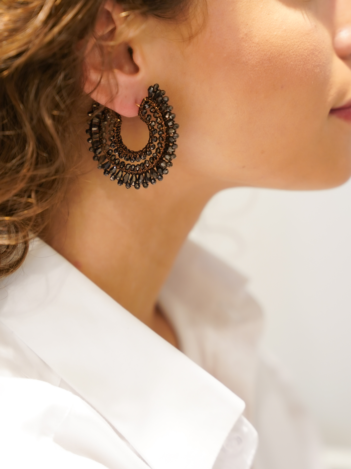 Metallic Brown Earrings Silk Creole M