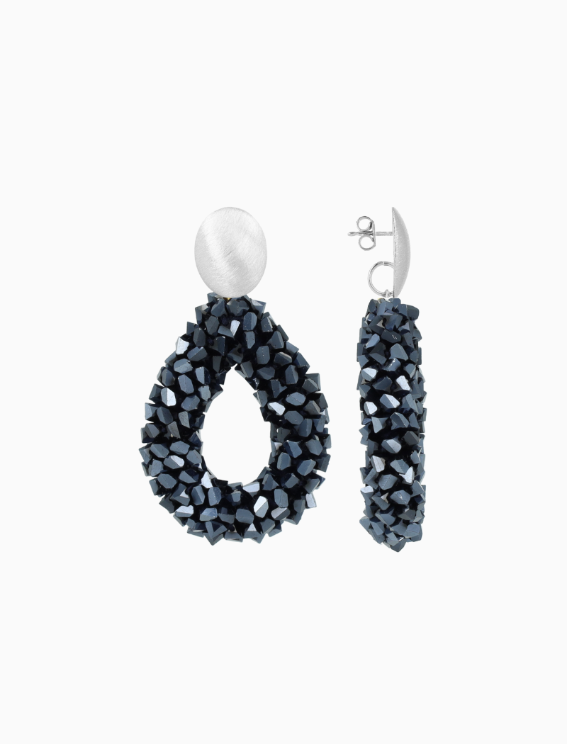 Metallic Blue Oorbellen Marieke Drop L Raw