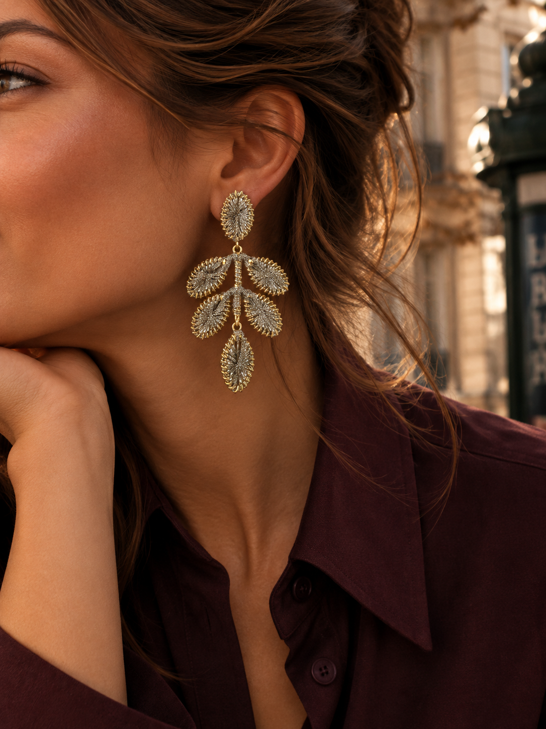 Beatrice – Flower Leaf Oorbellen M – Wax