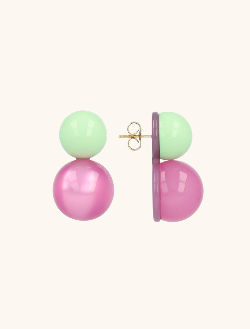 Fuchsia Oorbellen Gitte Bold Double Bubbles