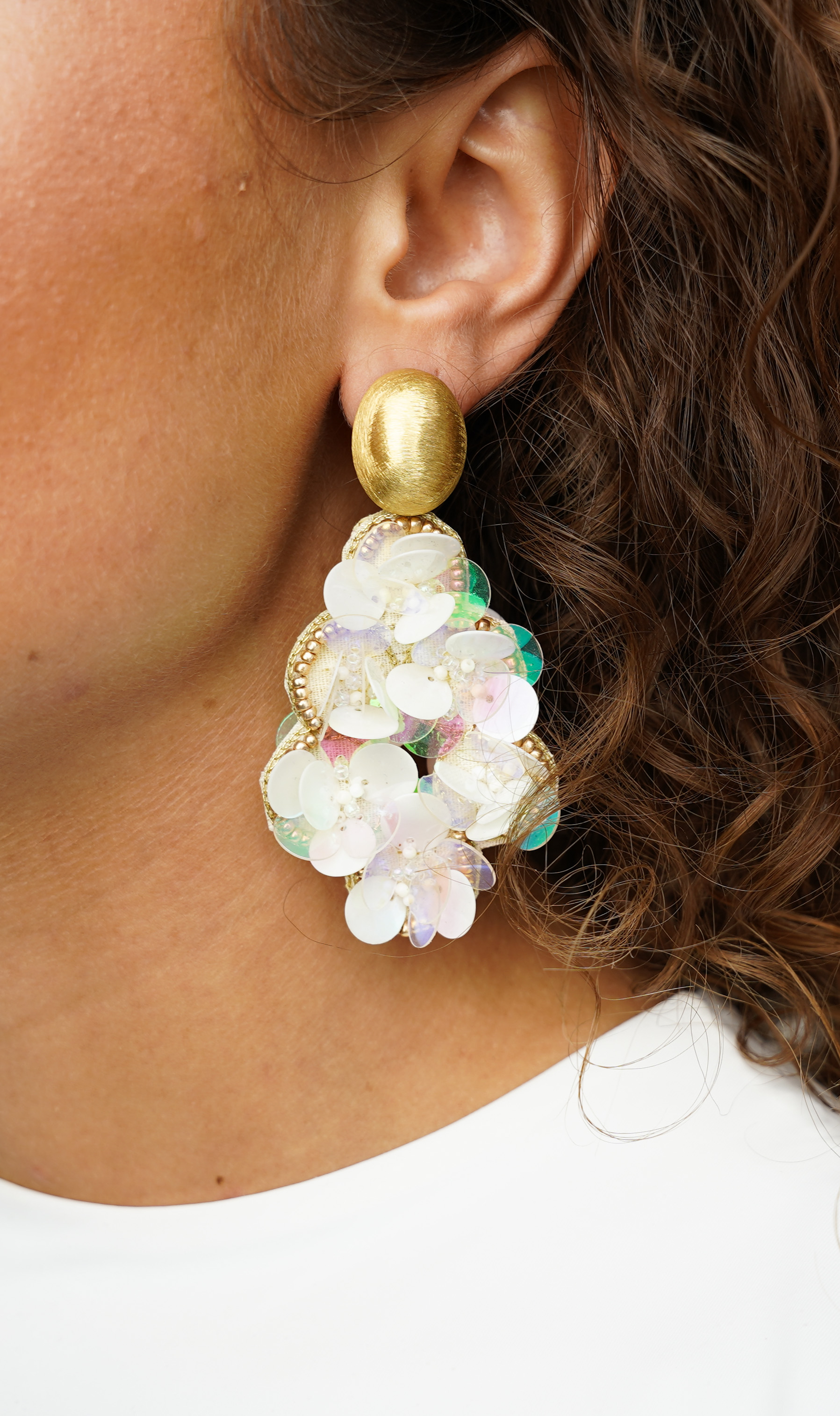 Sequin earrings Holo pearl Butterfly Drop L