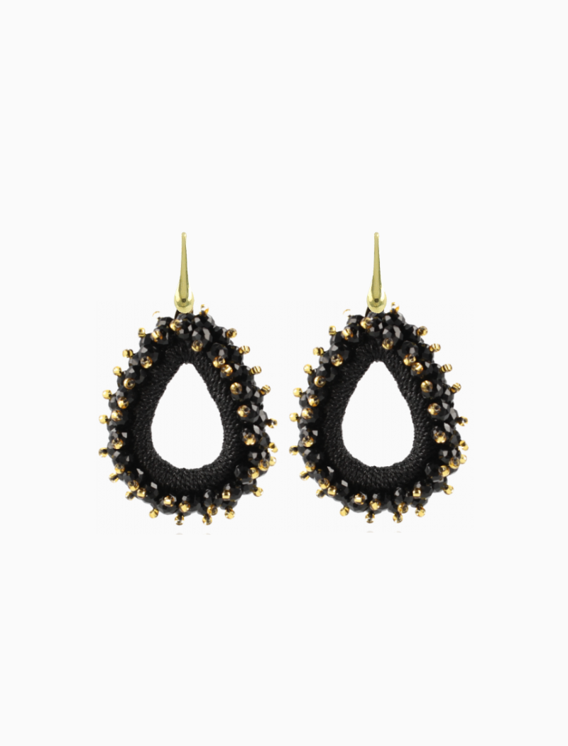 Carina Zwarte oorbellen Urchin Drop M