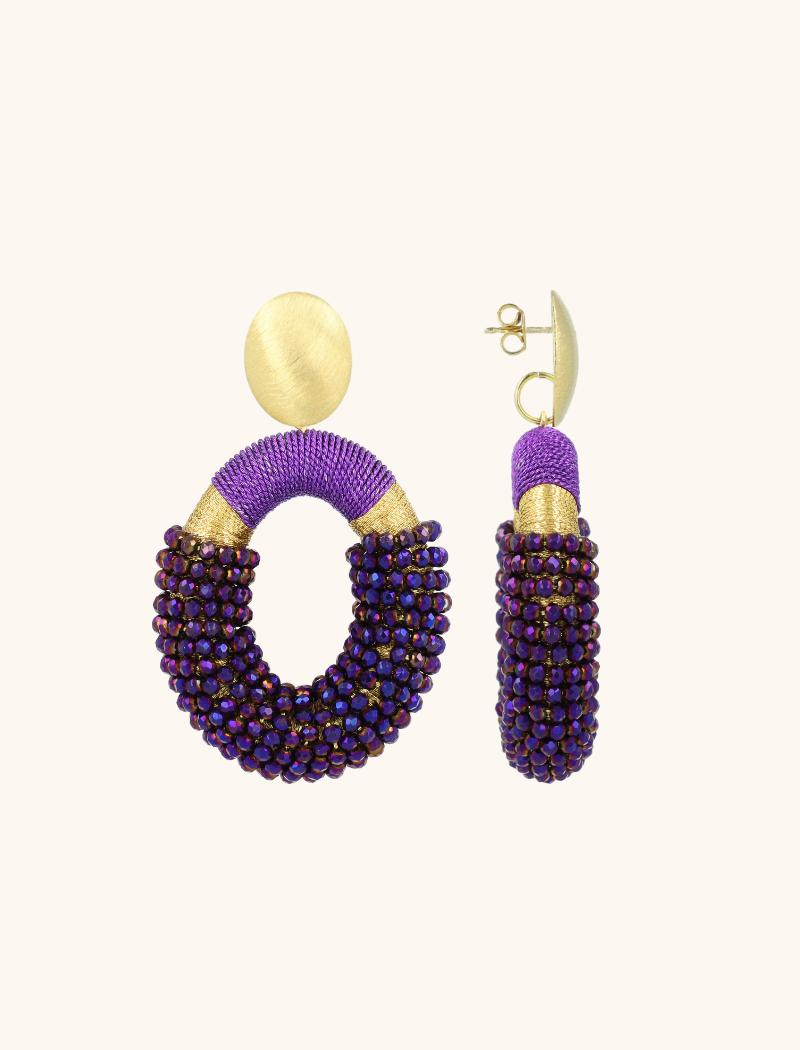 Metallic Lila Ohrringe Yara Combi Oval L