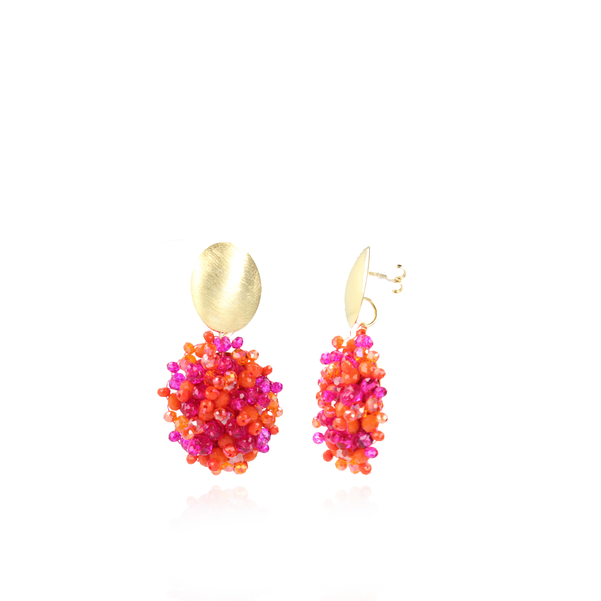 Mixed Fuchsia Earrings Jazz Oval S
