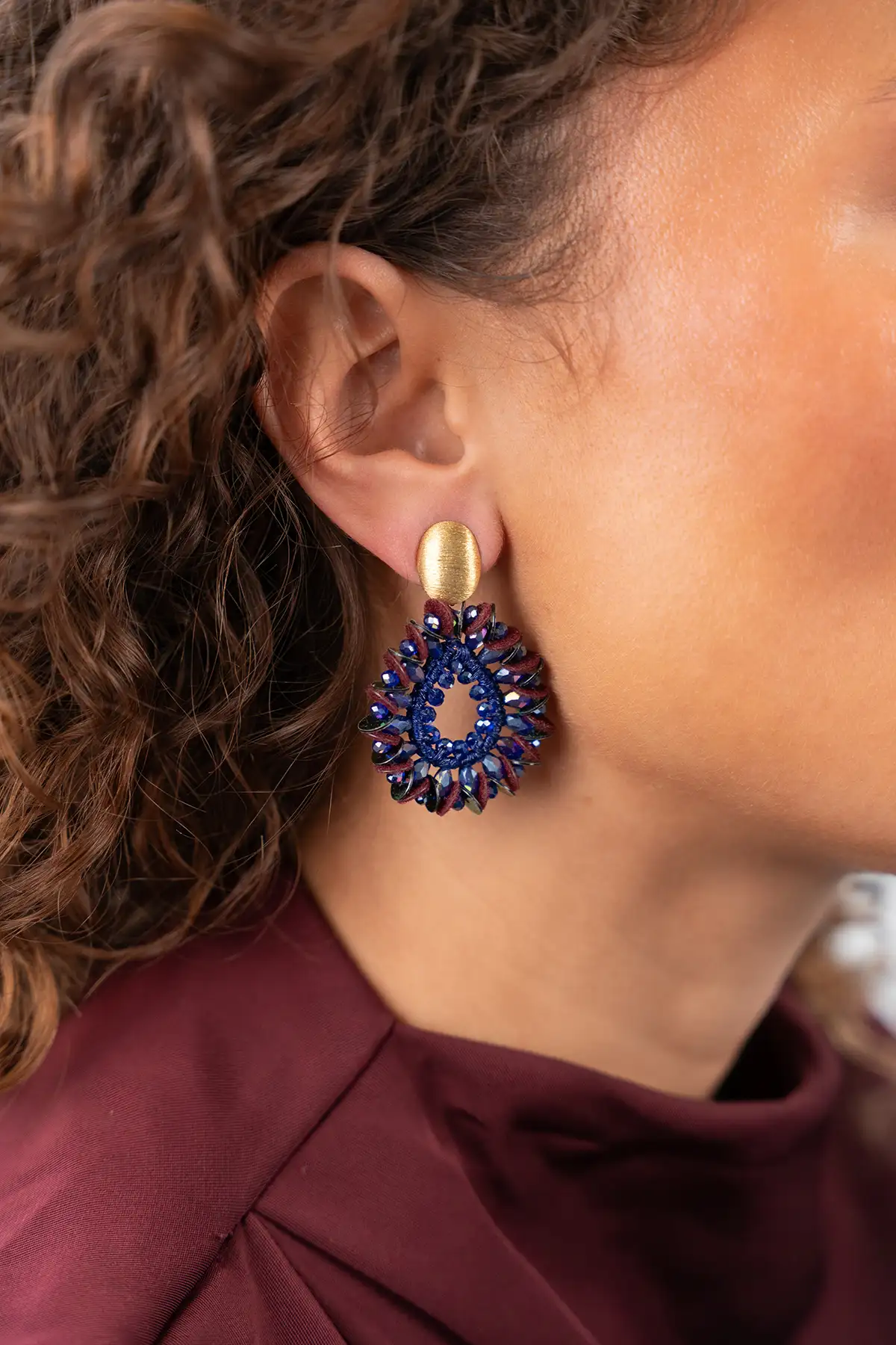 Blauwe Oorbellen Drop Kristallenl S Sequins Robin