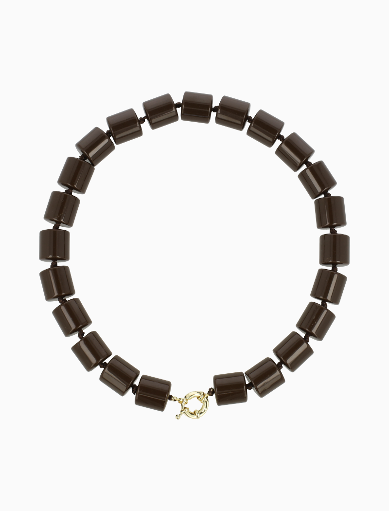 Choco Ketting Met Rondell Steentjes XL