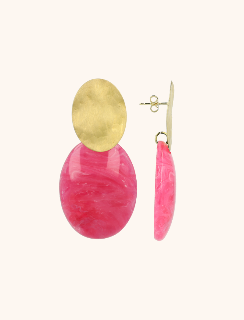 Dark fuchsia earrings Sirius oval S