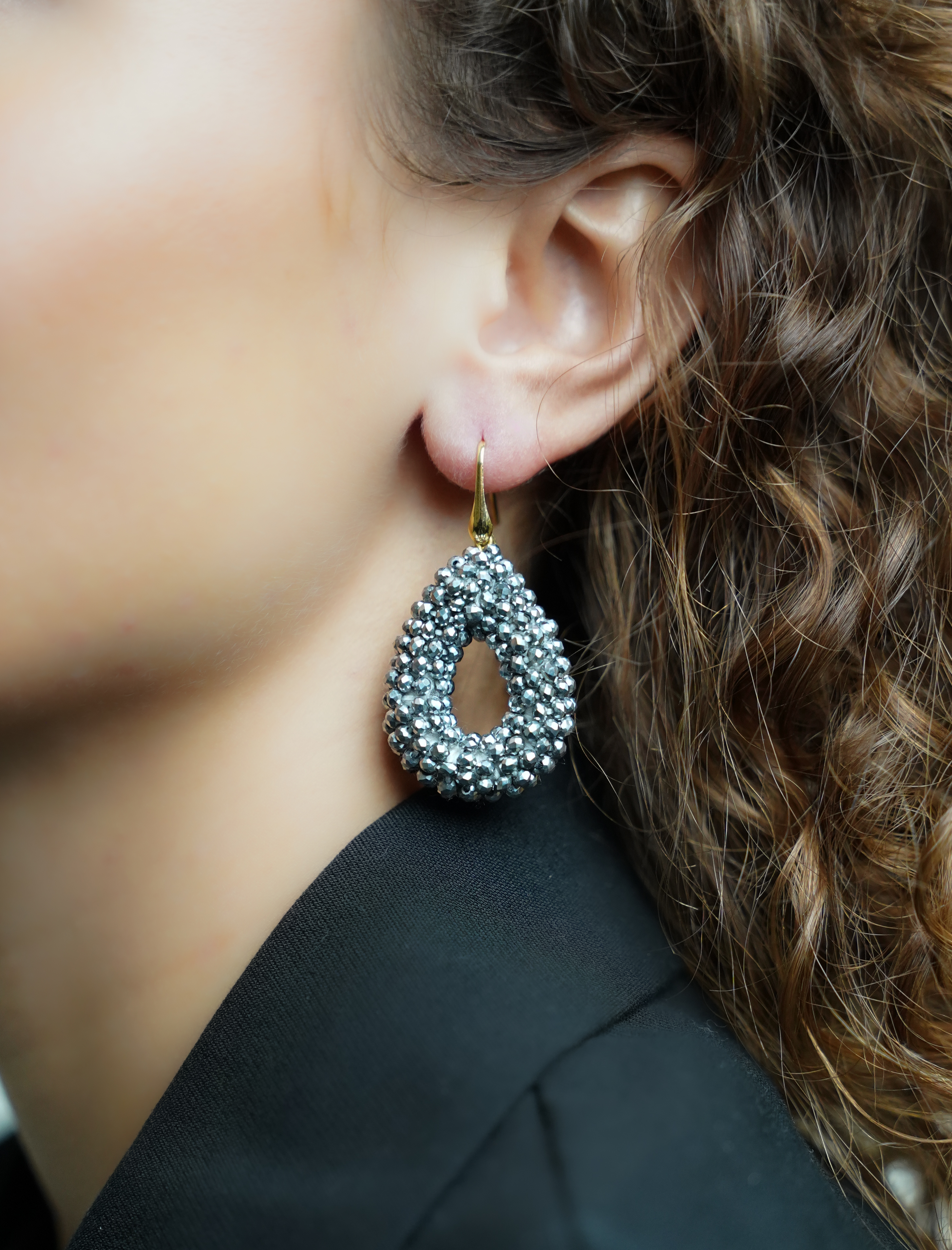Metallic Zilveren Oorbellen Berry Drop S