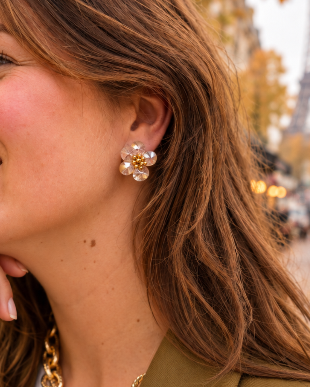 Teuntje – Oorbellen Flower Stud - Wax