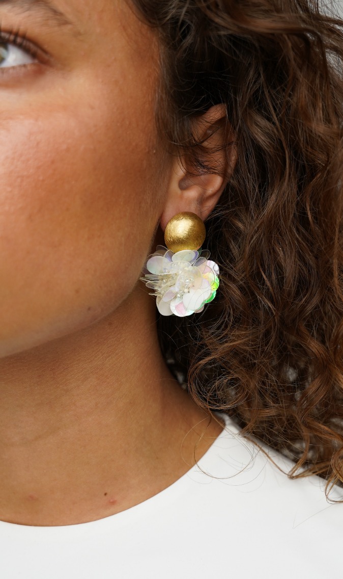 Sequin earrings Holo pearl Laure Globe M