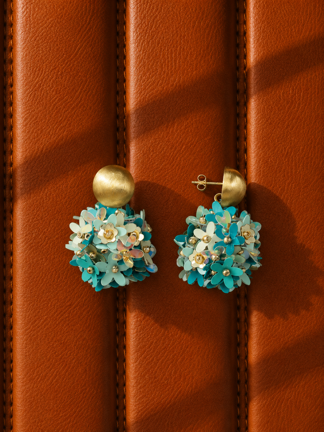 Blaue Ohrringe Daisy Pailletten Blumen Globe S
