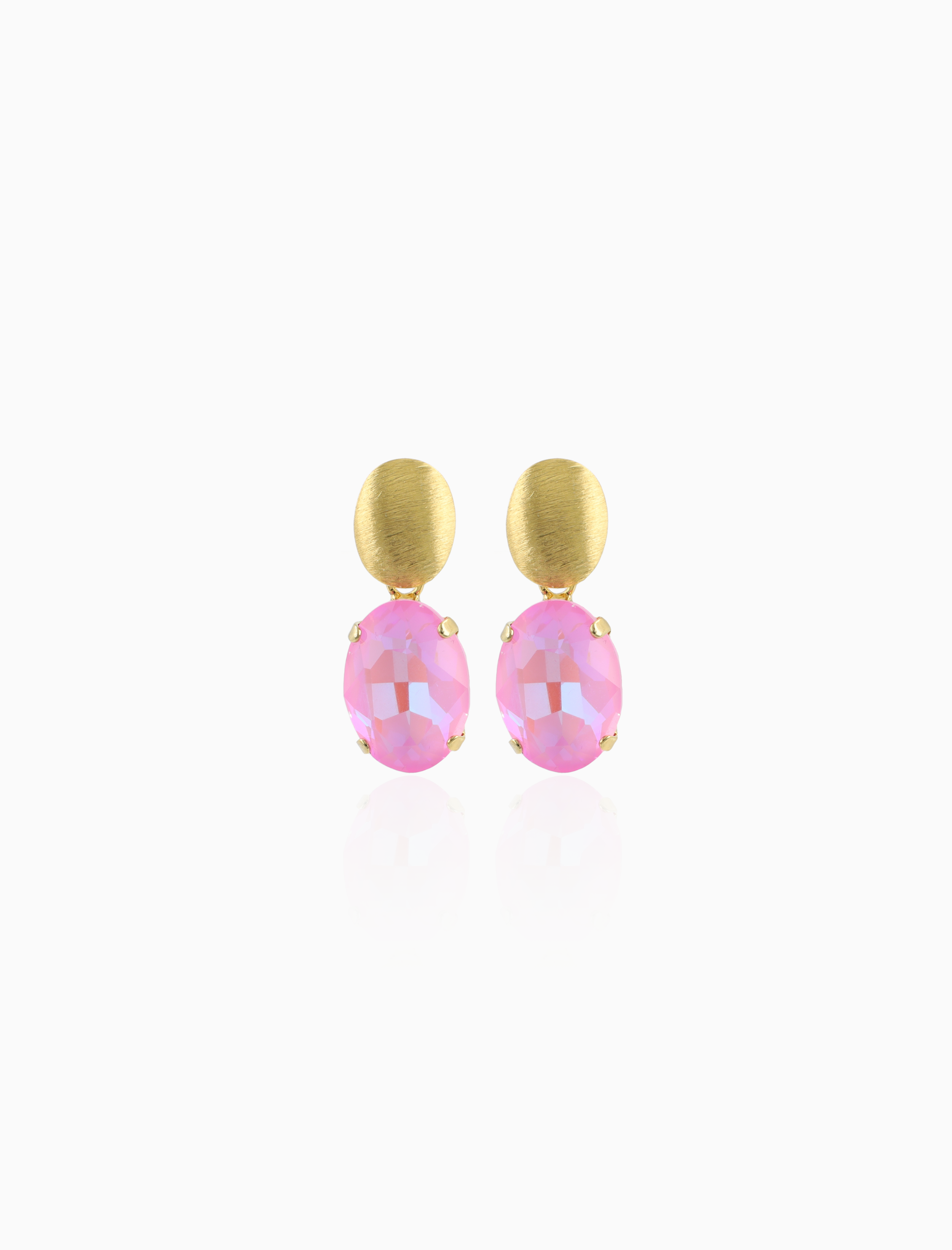 Roze Oorbellen Daan Oval Strass Pendant M