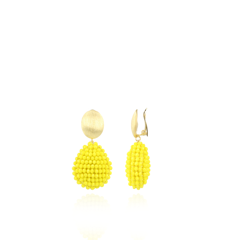 Yellow Clip earrings Loulou Hollowed Drop S