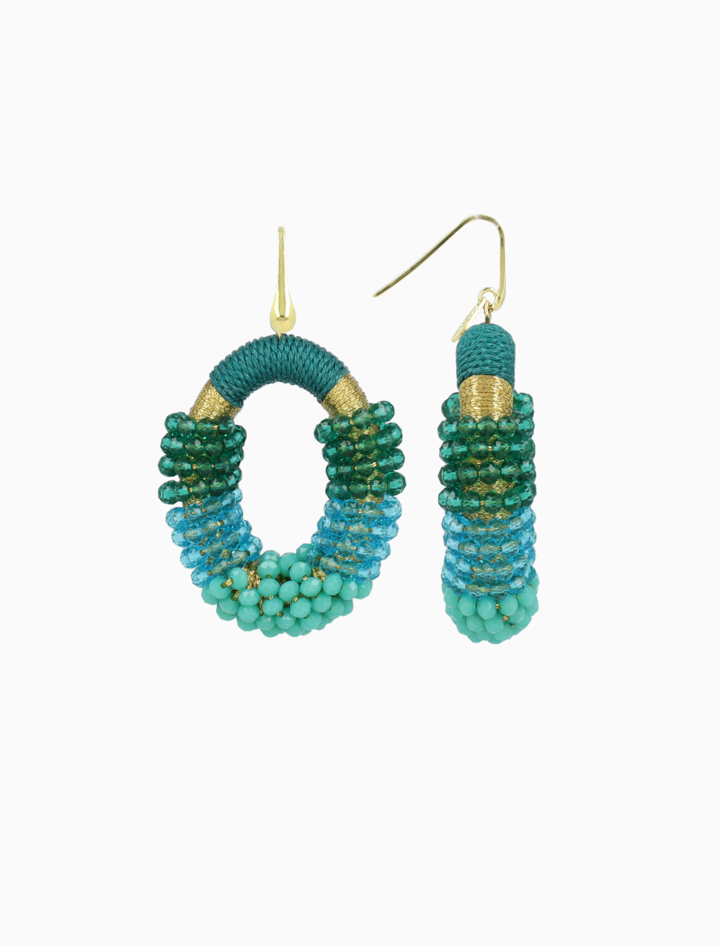 Groene Oorbellen Yara Combi Oval M