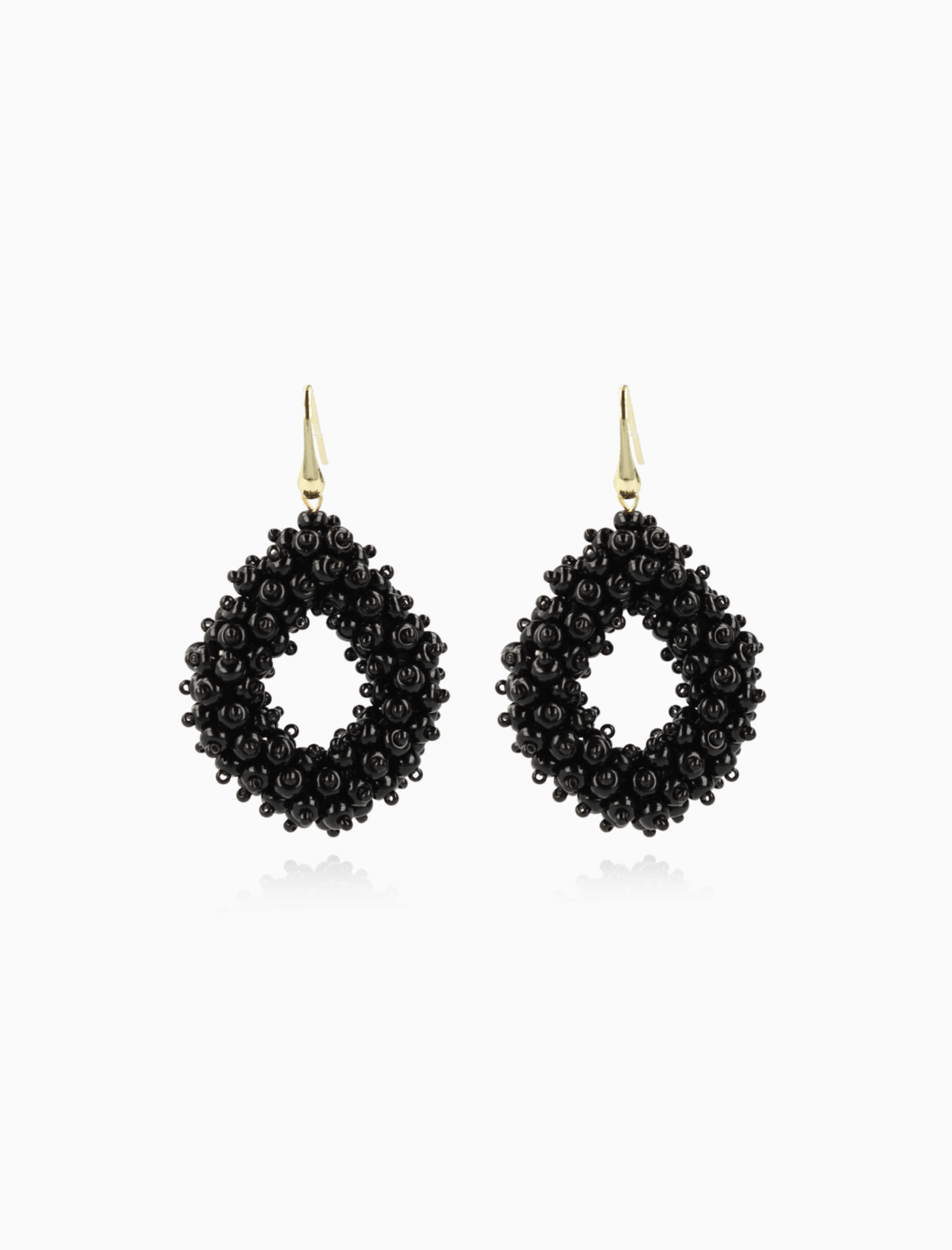 Schwarze Ohrringe Holly mit Doppelstein-Glasperlen Ace L