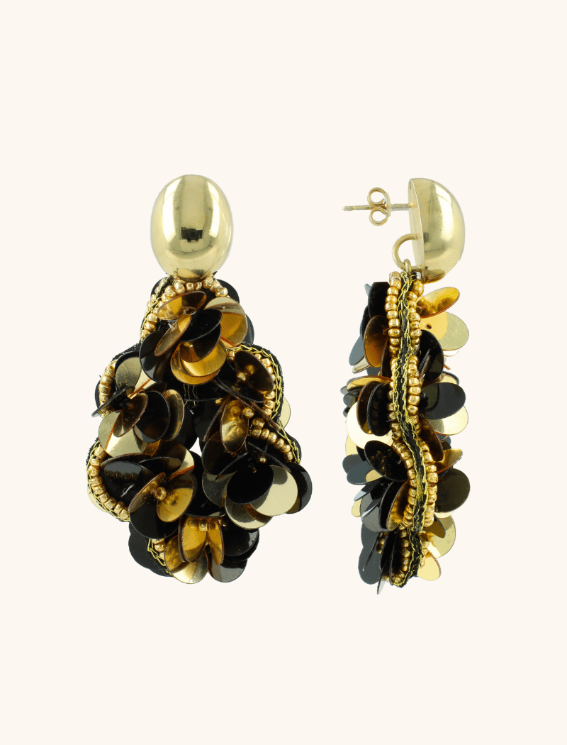 Sequin Oorbellen Zwart Goudkleurig Laure Druppel Llott-theme.productDescriptionPage.SEO.byTheBrand