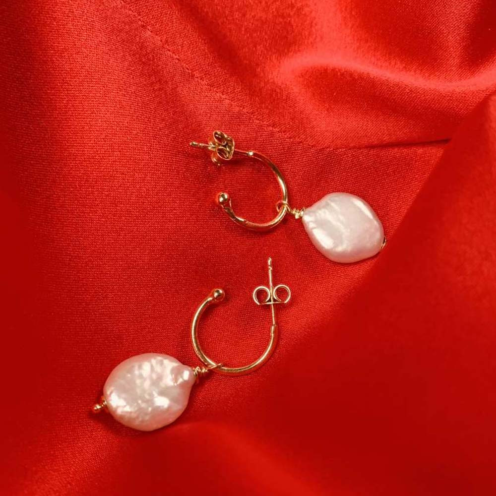 Pearl Earrings Flat Drop S