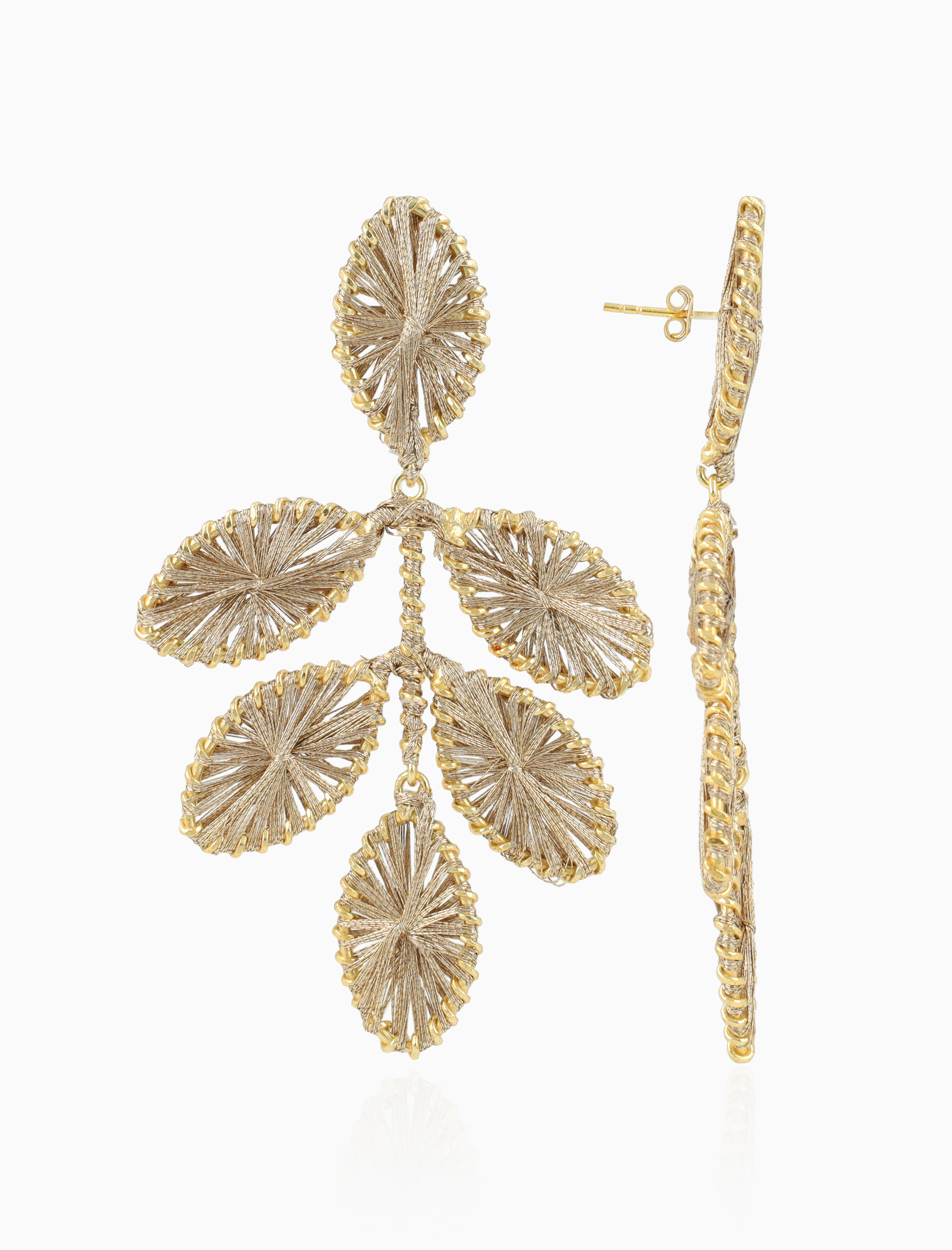 Honey Gold Earrings Beatrice Flower Leafs L