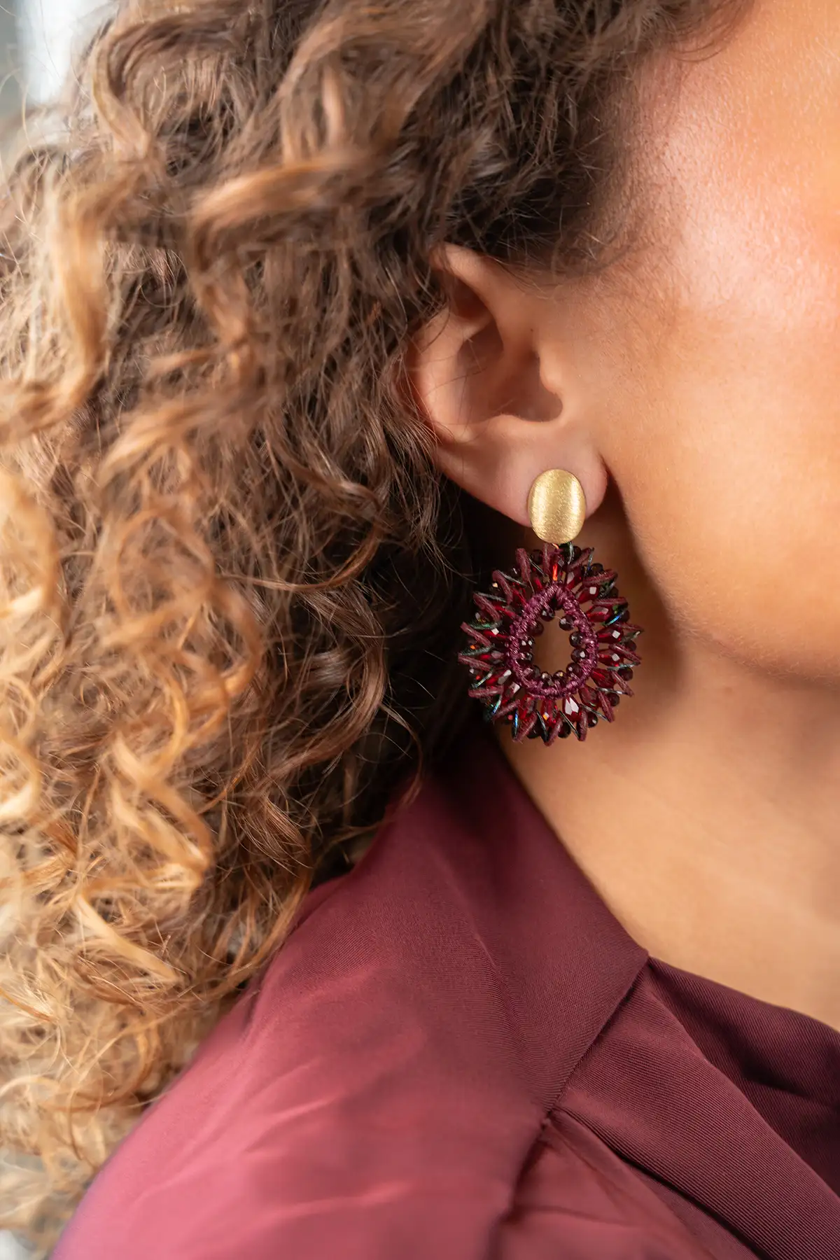 Rode Oorbellen Drop Kristallenl S Sequins Robin